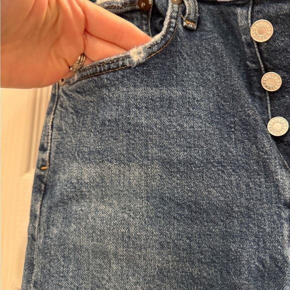 J4. AGOLDE Riley Button Fly Straight Cropped High Waist Jeans - Picture 6 of 10